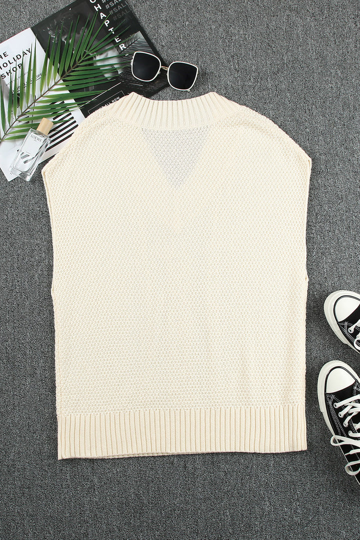 Cable-Knit V-Neck Sweater Vest