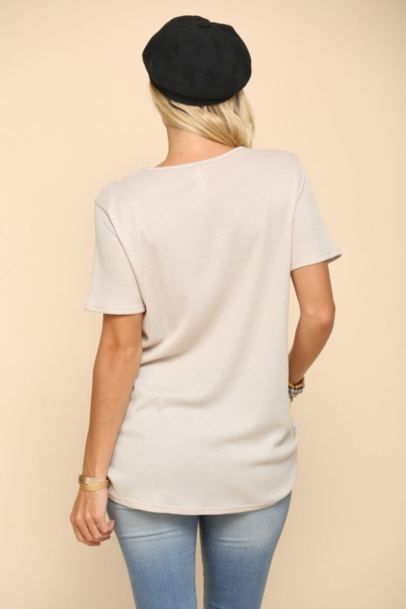 Celeste Full Size Crisscross Cutout Short Sleeve T-Shirt