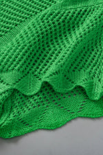 Openwork Round Neck Half Sleeve Knit Top