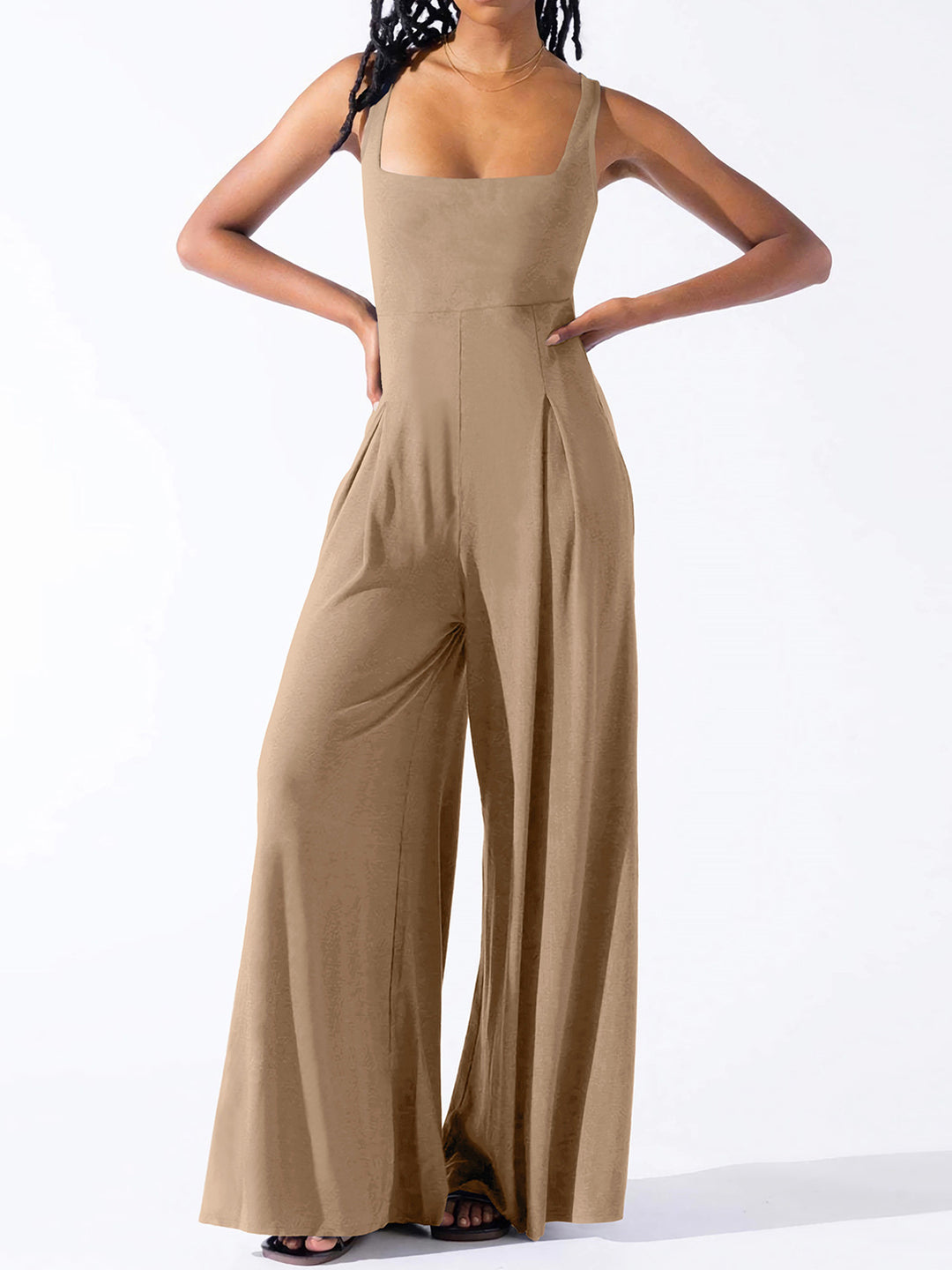 Square Neck Wide Strap Jumpsuit