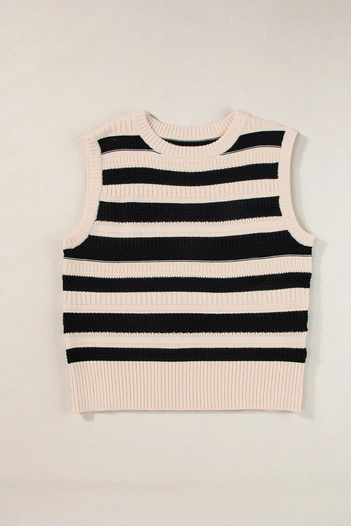 Color Block Round Neck Sweater Vest