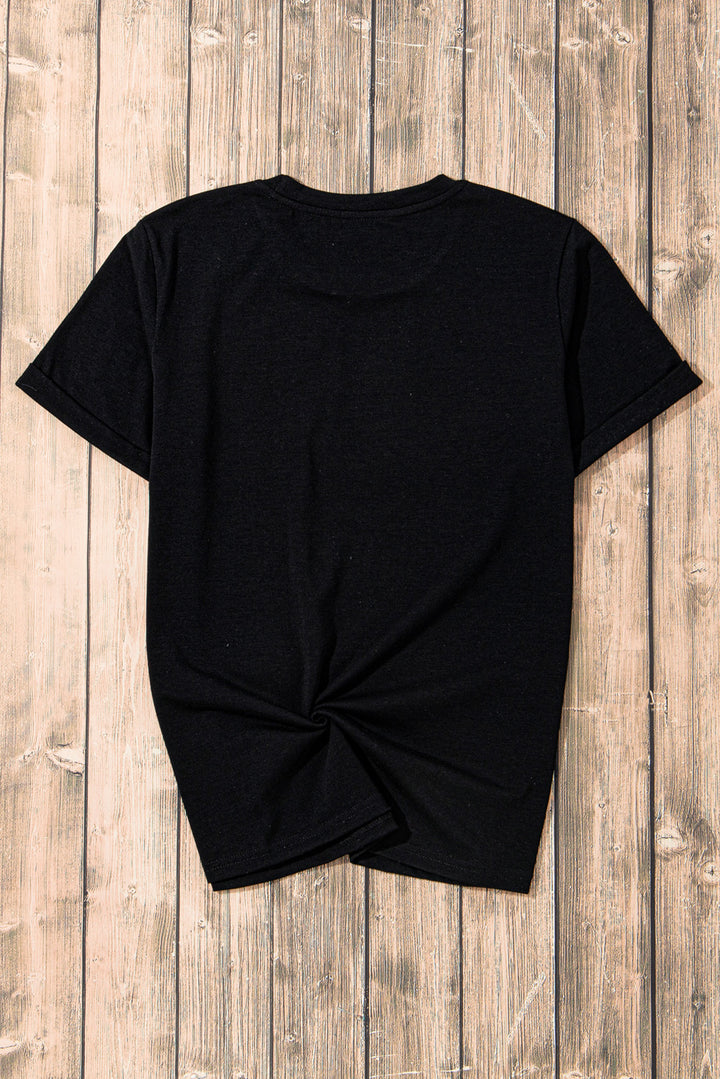 Sequin Round Neck Short Sleeve T-Shirt