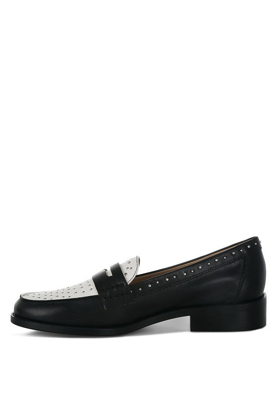 Raisa Stud Embellished Penny Loafers