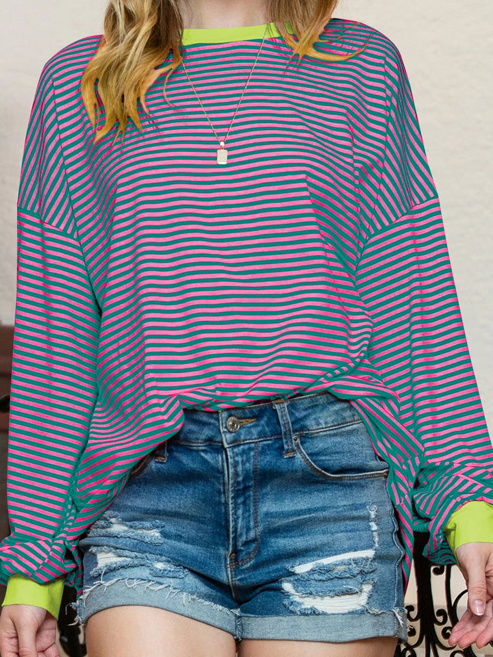 Contrast Striped Long Sleeve Sweatshirt