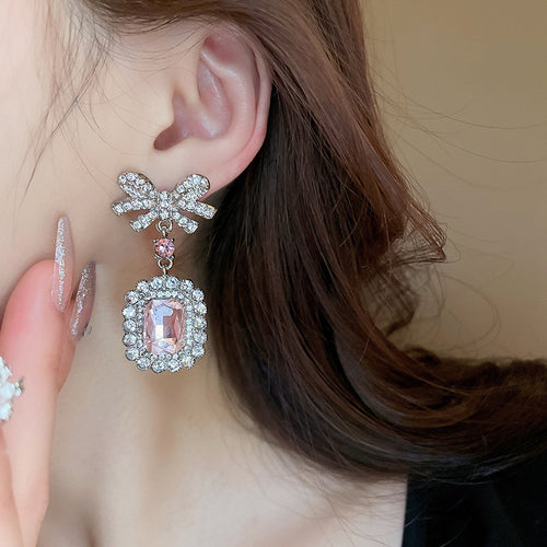 Alloy Crystal Geometric Dangle Earrings