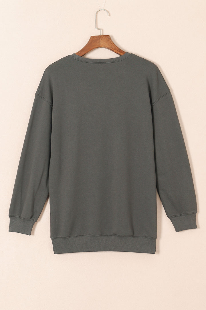 Letter Graphic Round Neck Long Sleeve Sweatshirt