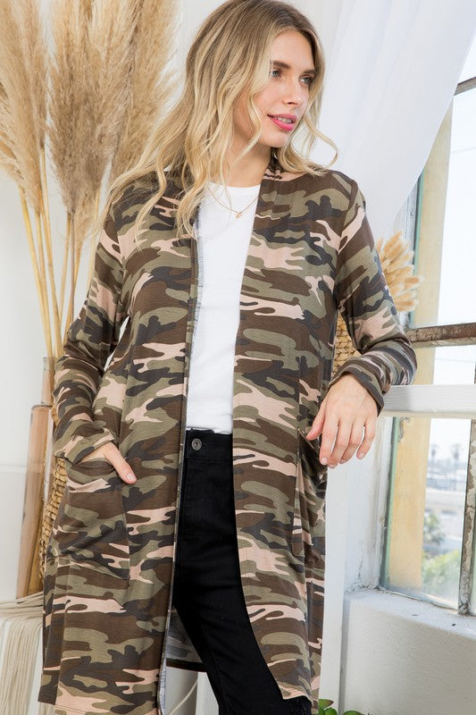 CAMOUFLAGE POCKETS CARDIGAN