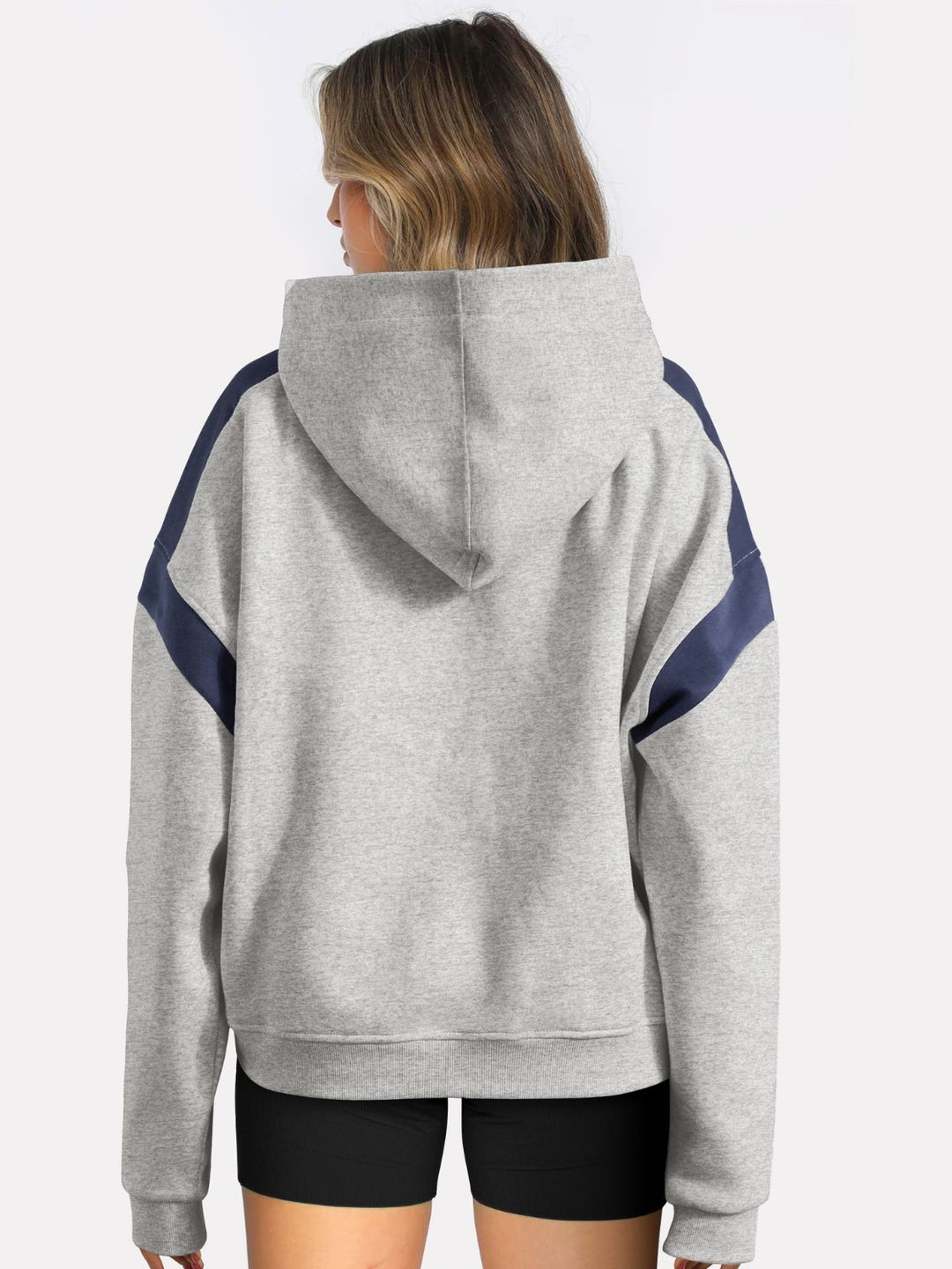 Contrast Dropped Shoulder Long Sleeve Hoodie