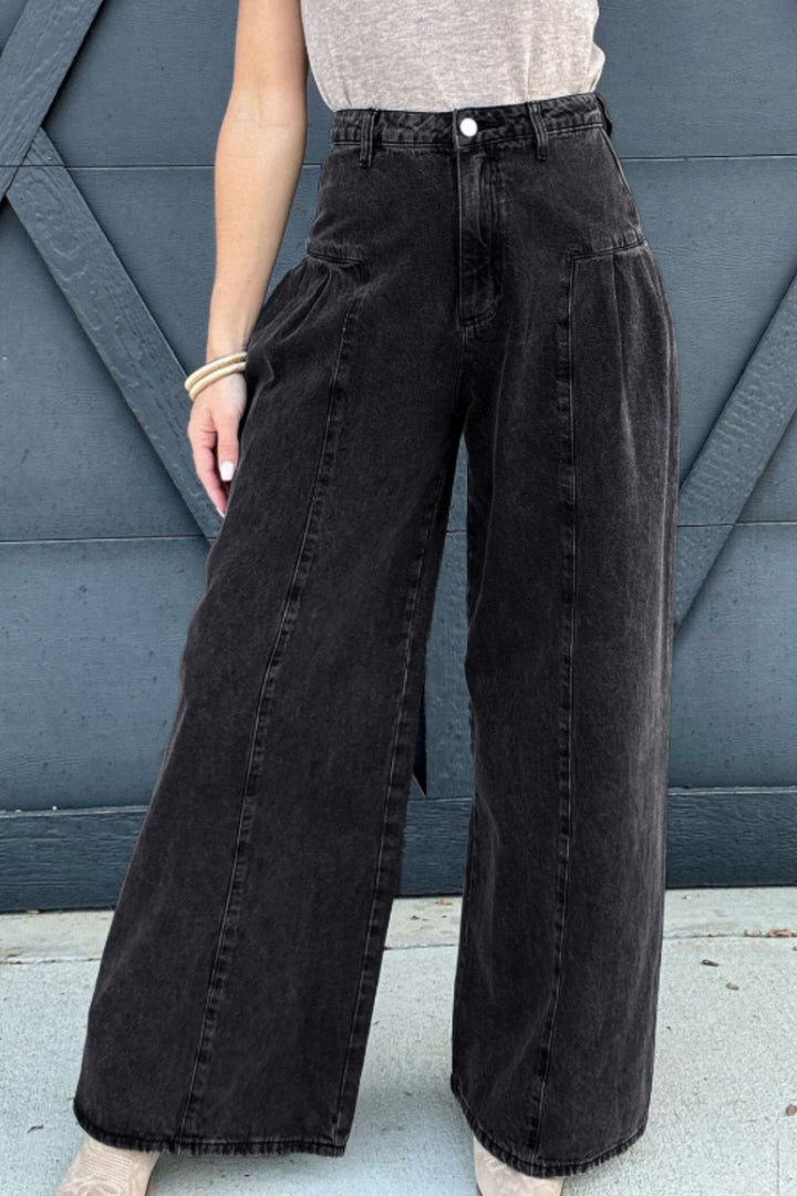 High Rise Wide Leg Jeans with Pockets