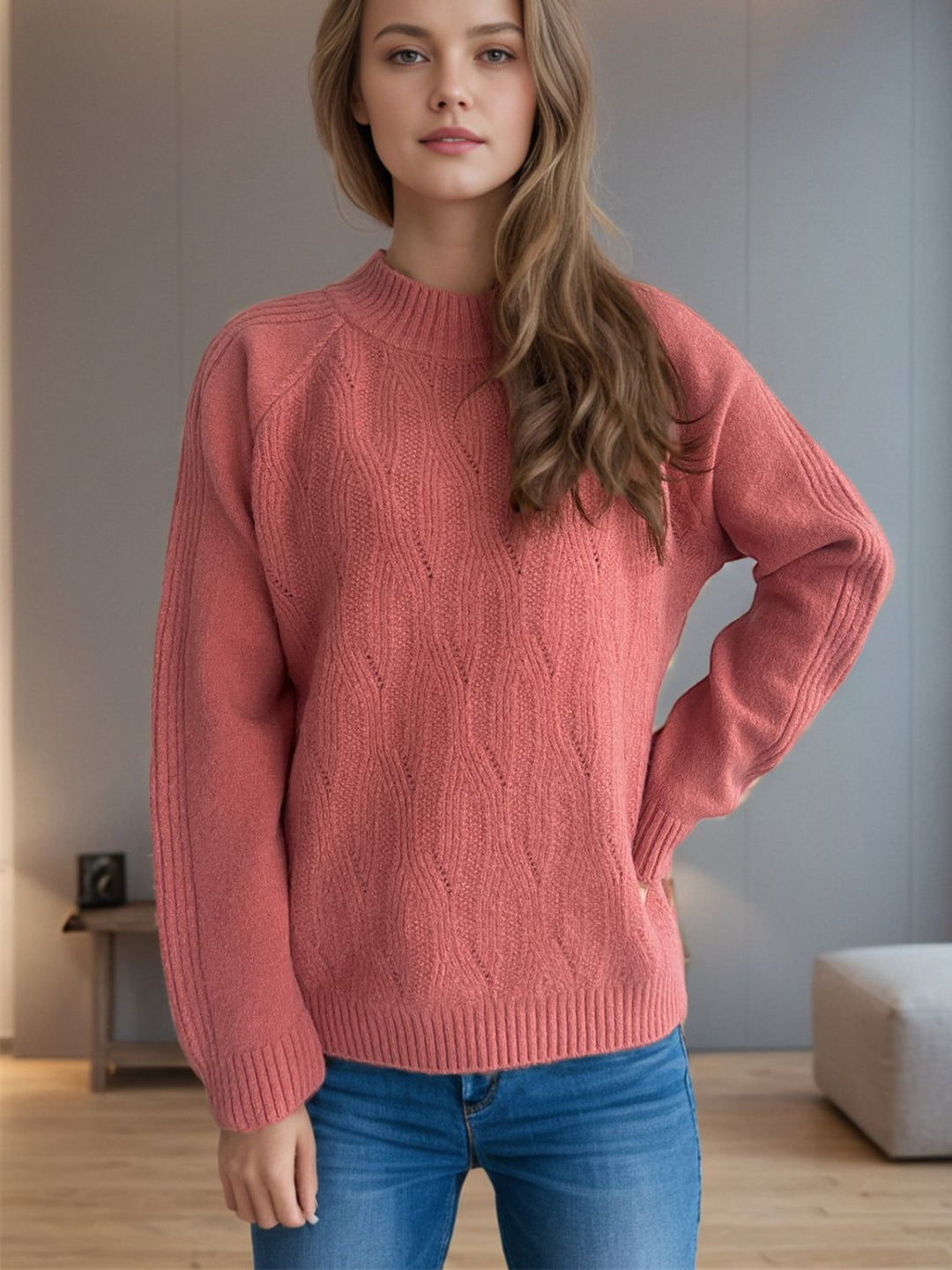 Mock Neck Long Sleeve Sweater