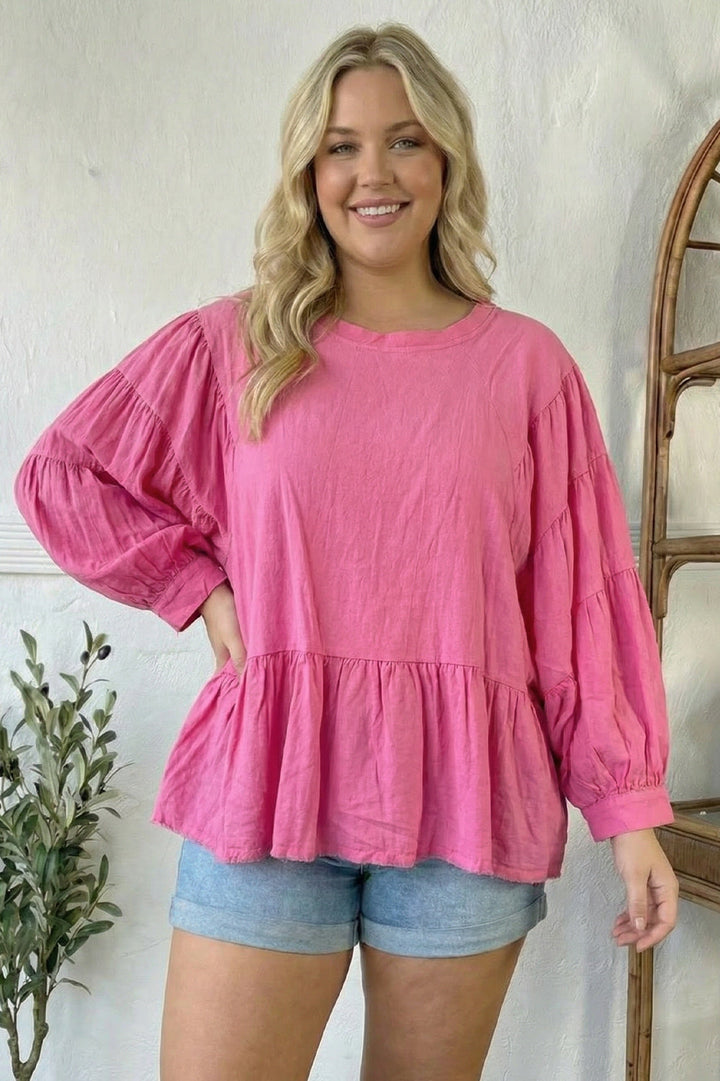 With Gentle Grace Pink Cotton Blouse