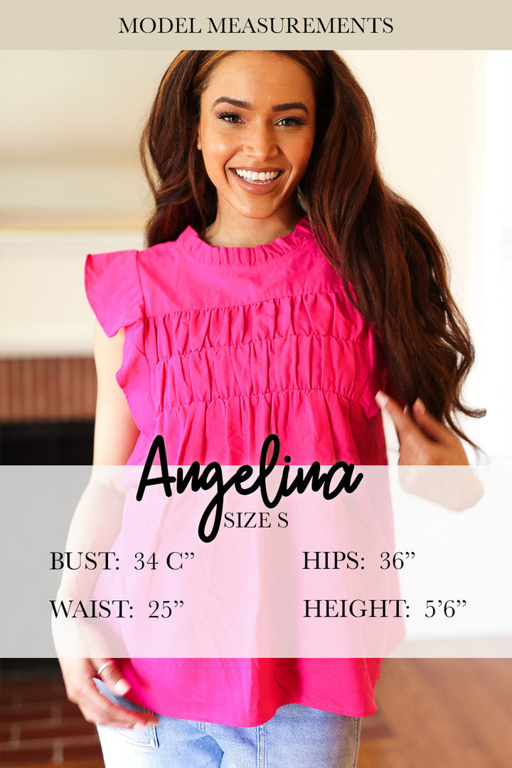 Hello Beautiful Pink Two-Tone Wide Rib Ruffle Sleeve Top