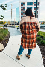 Stand Out Rust & Taupe Color Block Plaid Longline Shacket