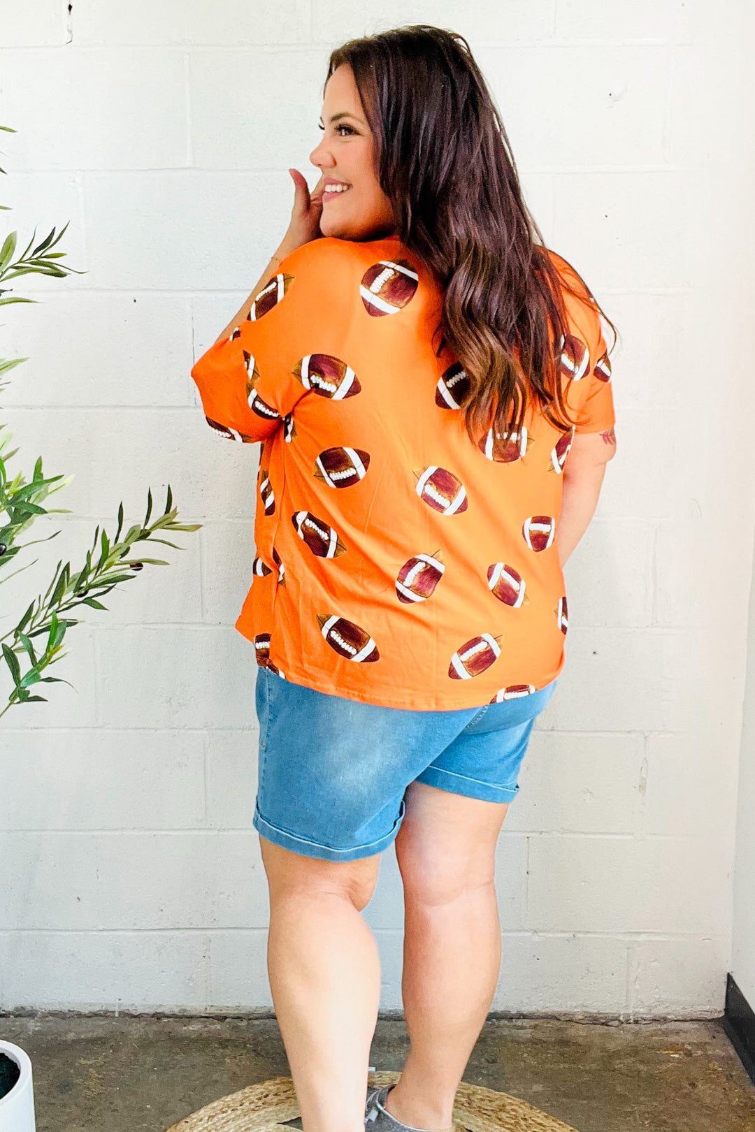 Game Day Orange Football Print Knit Top