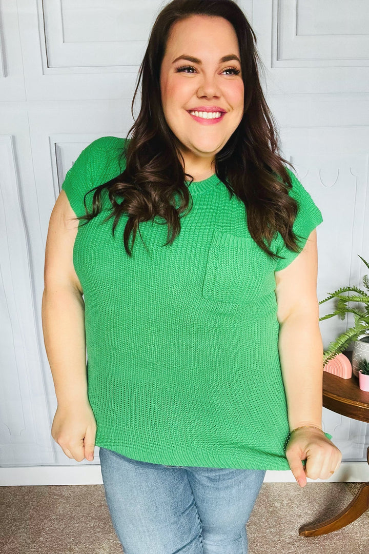 Seize The Day Kelly Green Dolman Rib Sweater Top