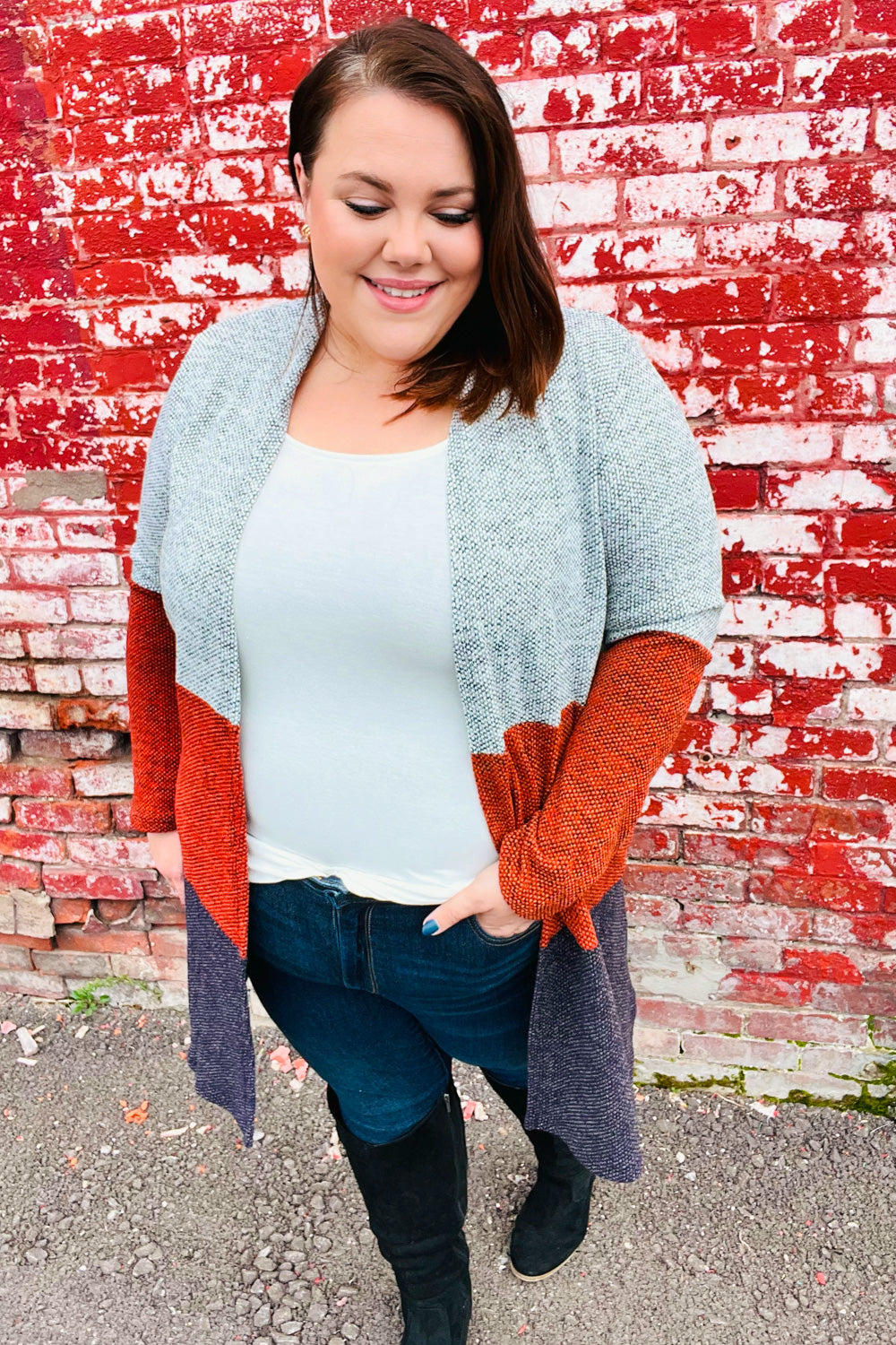 Take a Look Heather Grey Two Tone Hacci Cardigan