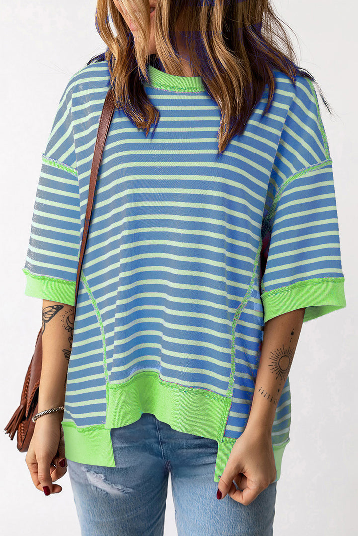 Striped Round Neck Half Sleeve T-Shirt