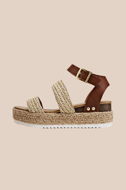 OPEN TOE ANKLE STRAP ESPADRILLE CASUAL SANDALS