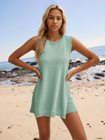 Slit Round Neck Top and Shorts Set