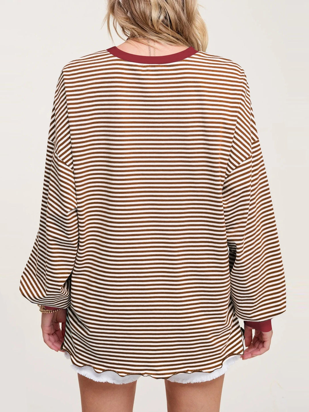 Contrast Striped Long Sleeve Sweatshirt