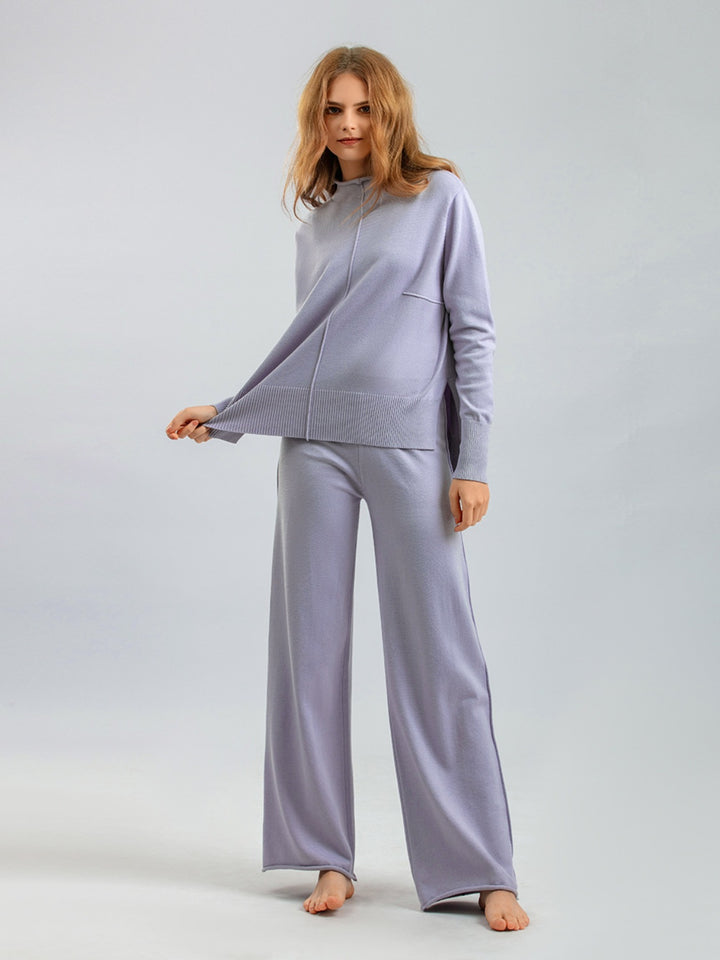 Basic Bae Mock Neck Long Sleeve Top and Pants Sweater Set