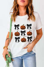 Pumpkin Round Neck Short Sleeve T-Shirt
