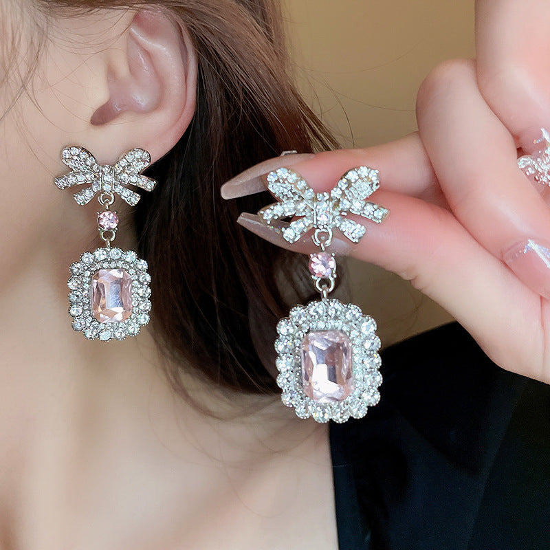 Alloy Crystal Geometric Dangle Earrings