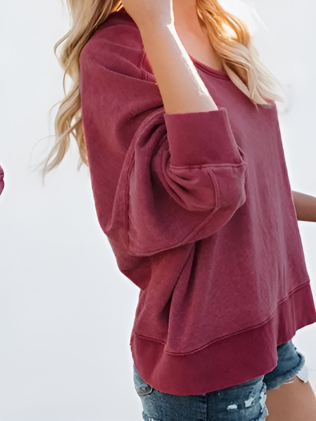 Backless Round Neck Long Sleeve Sweatshirt