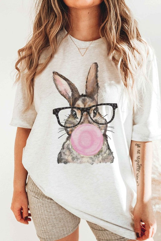 BUBBLE GUM BUNNY WITH GLASSES Graphic T-Shirt