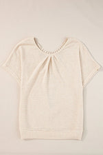 Plus Size Textured Lace Round Neck Short Sleeve T-Shirt