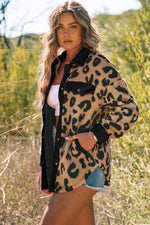 Leopard Button Up Long Sleeve Jacket