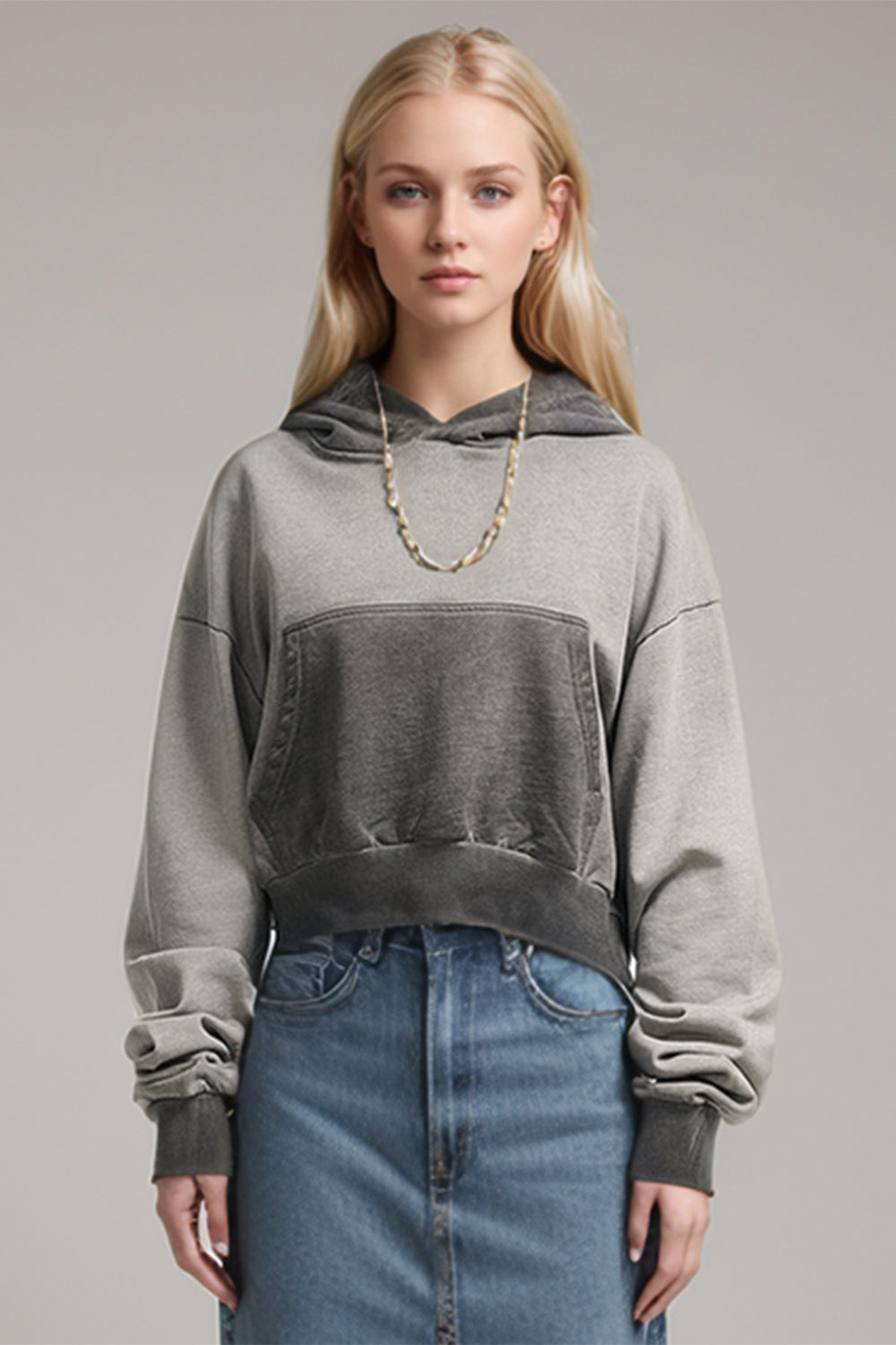 Basic Bae Kangaroo Pocket Long Sleeve Cropped Hoodie