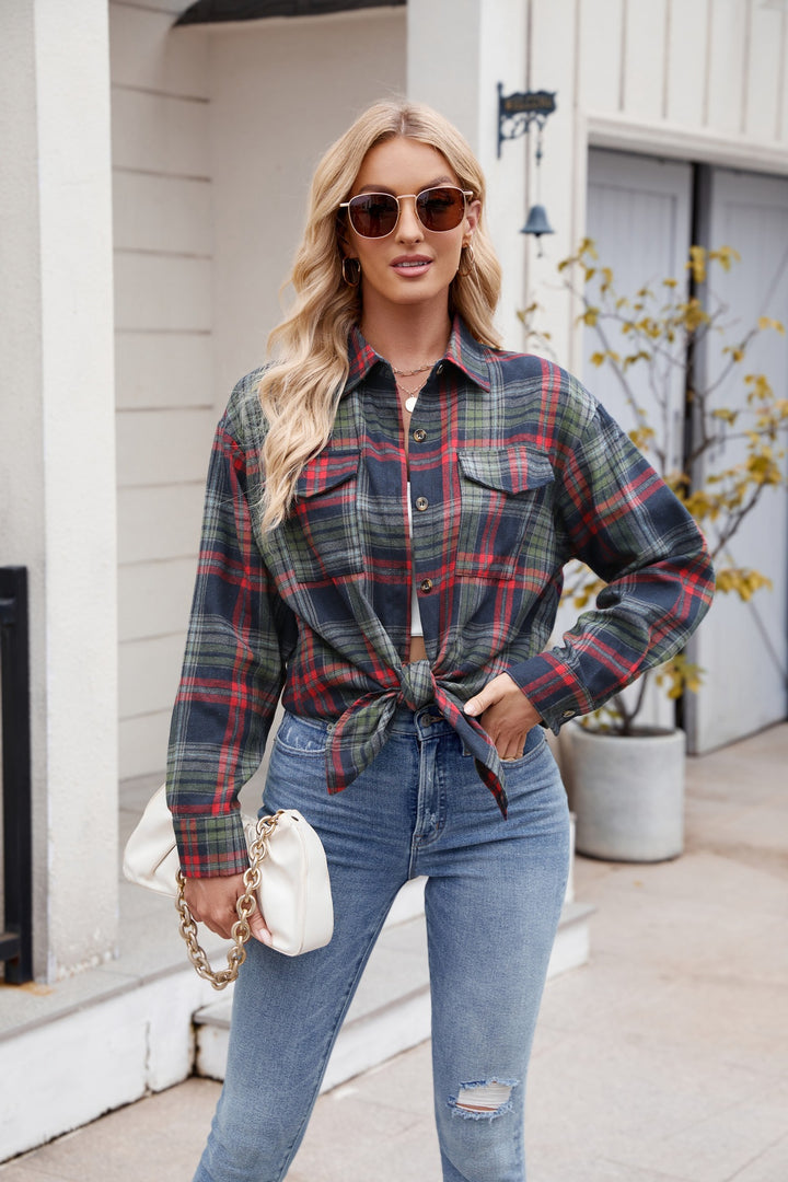 Plaid Button Up Long Sleeve Shirt