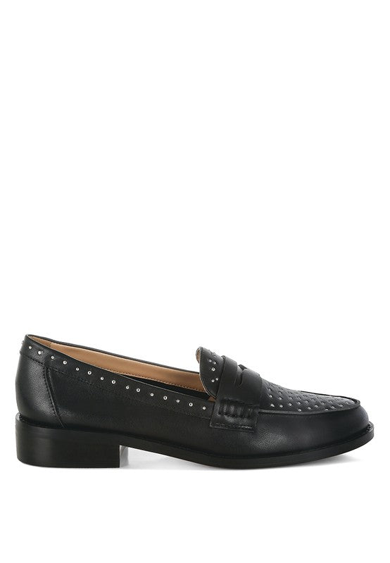 Raisa Stud Embellished Penny Loafers