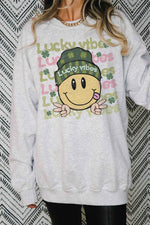 LUCKY VIBES HAPPY FACE Graphic Sweatshirt
