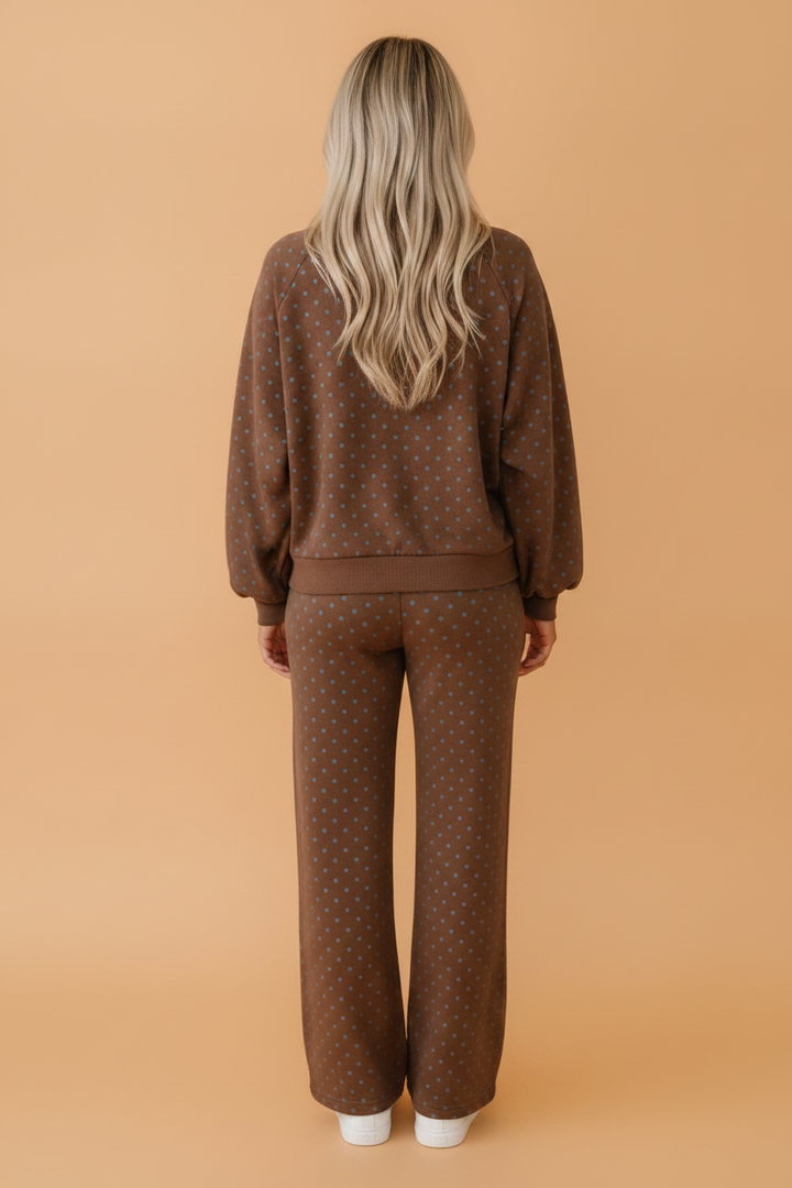 Polka Dot Long Sleeve Top & Wide Leg Pant Set
