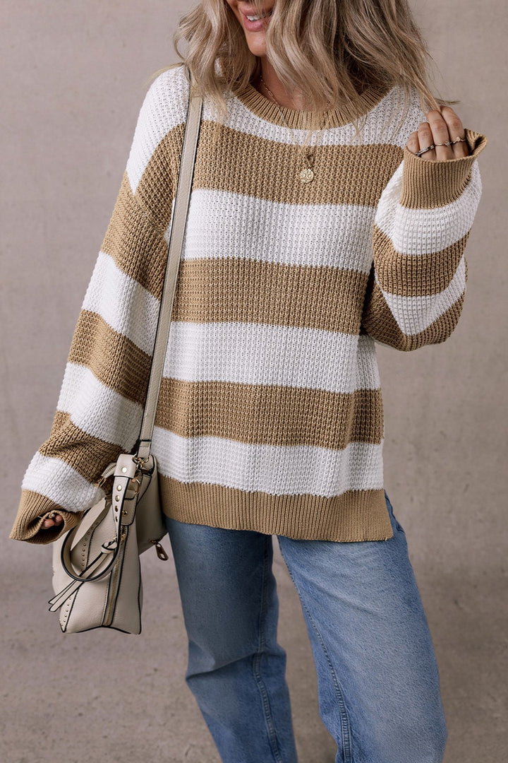 Color Block Round Neck Sweater