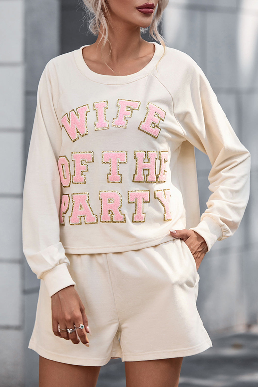 WIFE OF THE PARTY Round Neck Top and Shorts Set