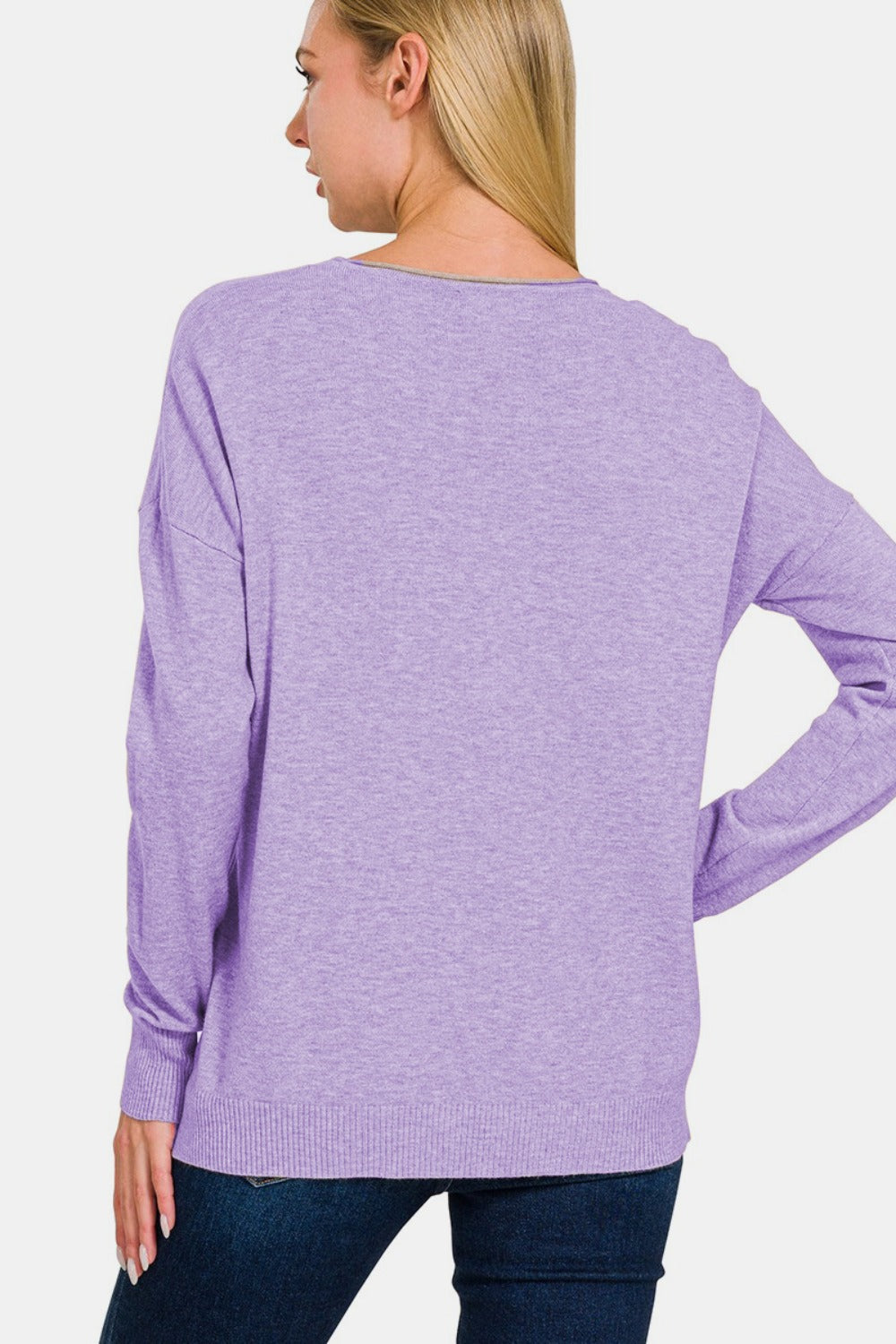 Zenana Front Seam Round Neck Sweater