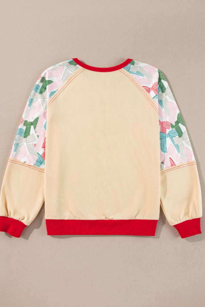 Printed Round Neck Long Sleeve Sweatshirt