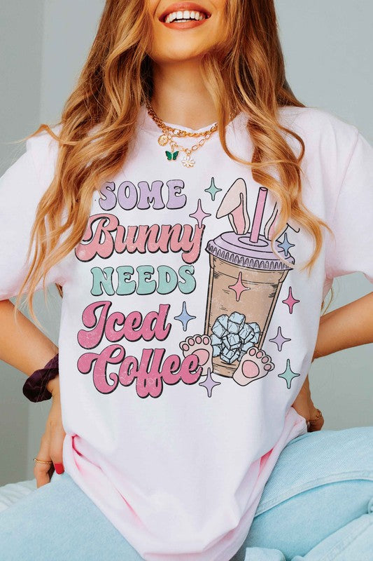 SOME BUNNY NEEDS ICED COFFEE Graphic T-Shirt