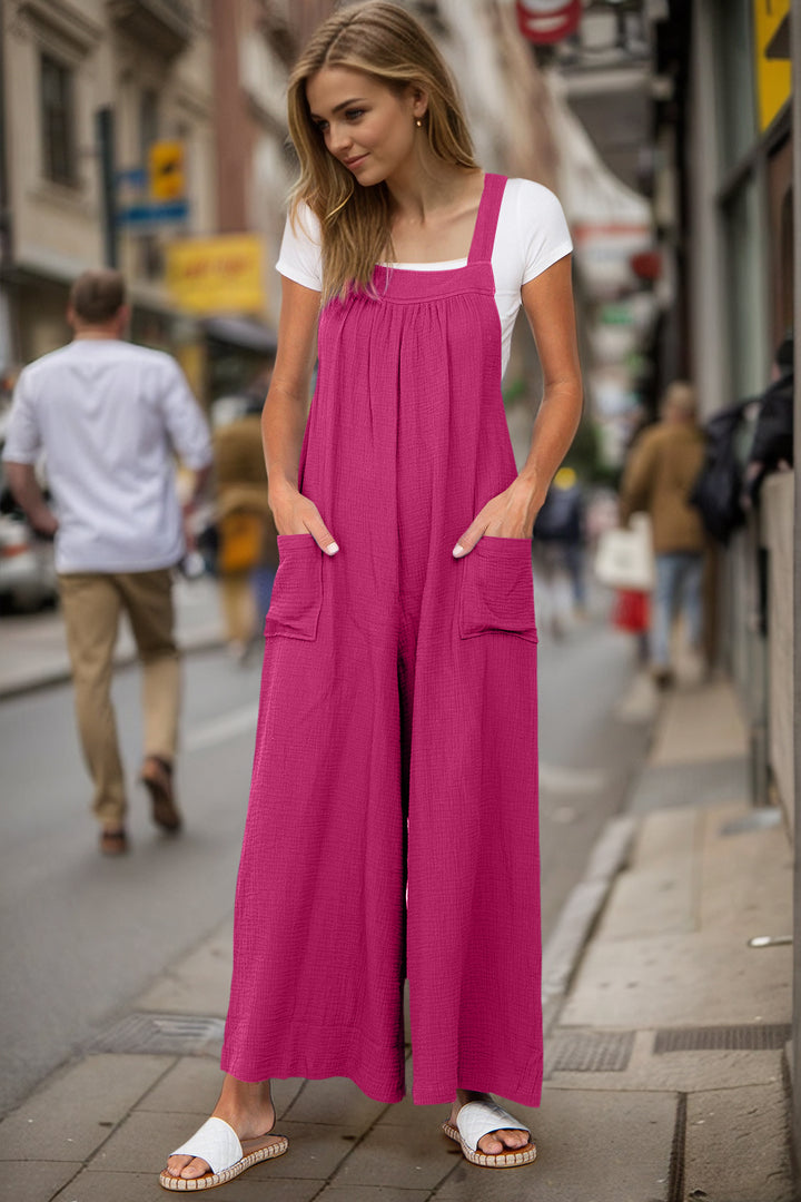 Double Take Full Size Wide Leg Overalls with Pockets