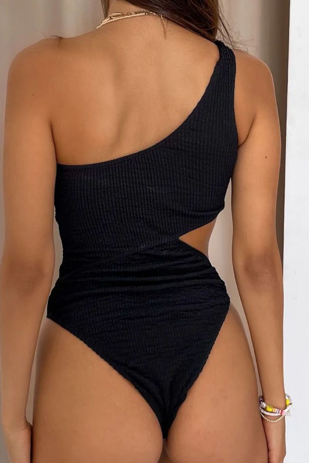 Cutout Single Shoulder One-Piece Swimwear