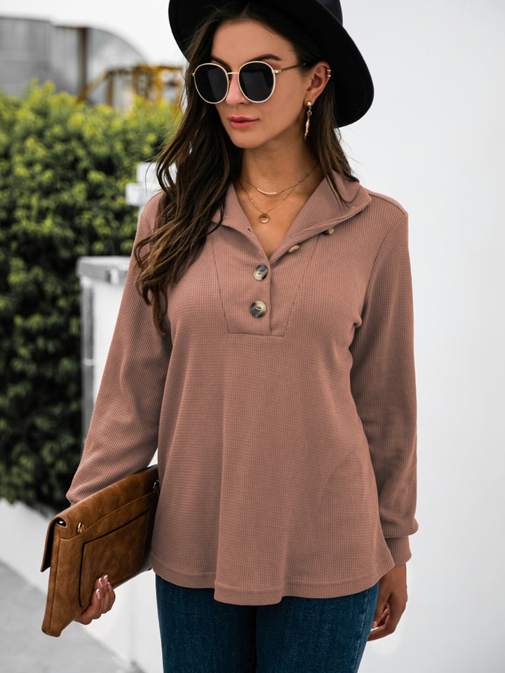 Half Button Long Sleeve T-Shirt