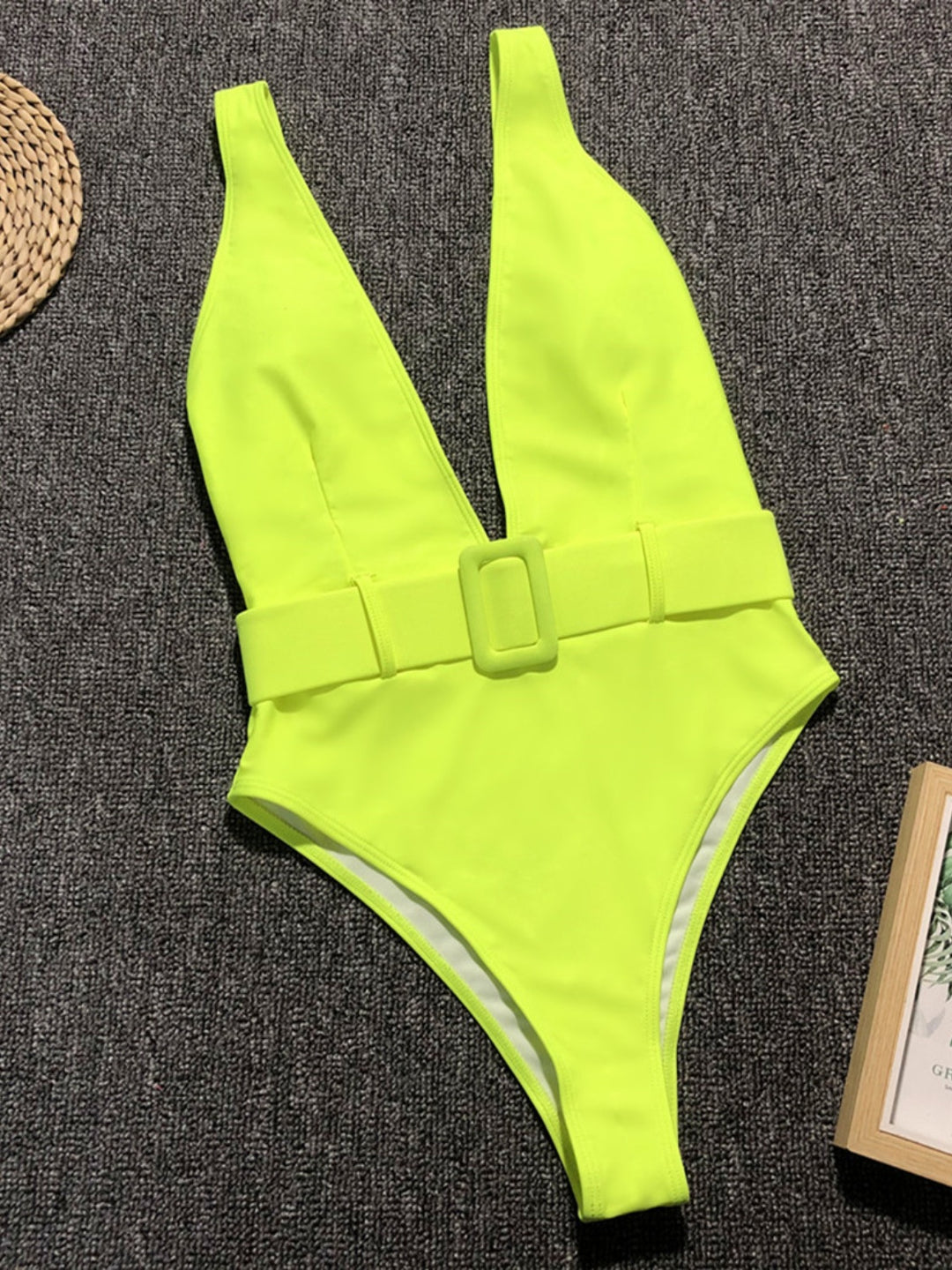 Plunge Wide Strap Sleeveless One-Piece Swimwear