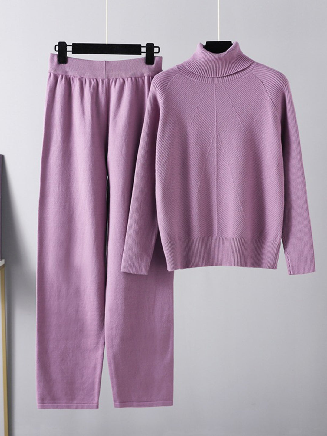 Basic Bae Turtleneck Raglan Sleeve Top and Pants Sweater Set