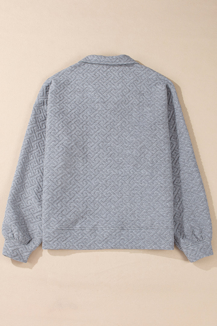 Texture Half Zip Long Sleeve Sweatshirt