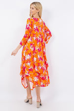 Celeste Full Size Pick-Up Hem Asymmetric Floral Midi Dress