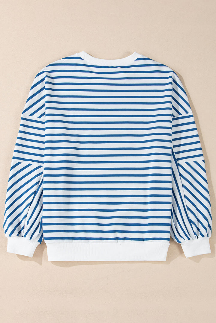 Striped Round Neck Long Sleeve Sweatshirt