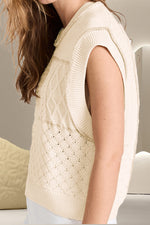 Cable-Knit Round Neck Sweater Vest